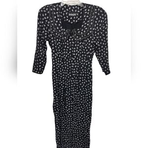 1431)Brioche Cottagecore Vintage Floral Button down 3/4 Sleeve Long Dress Sz 7/8